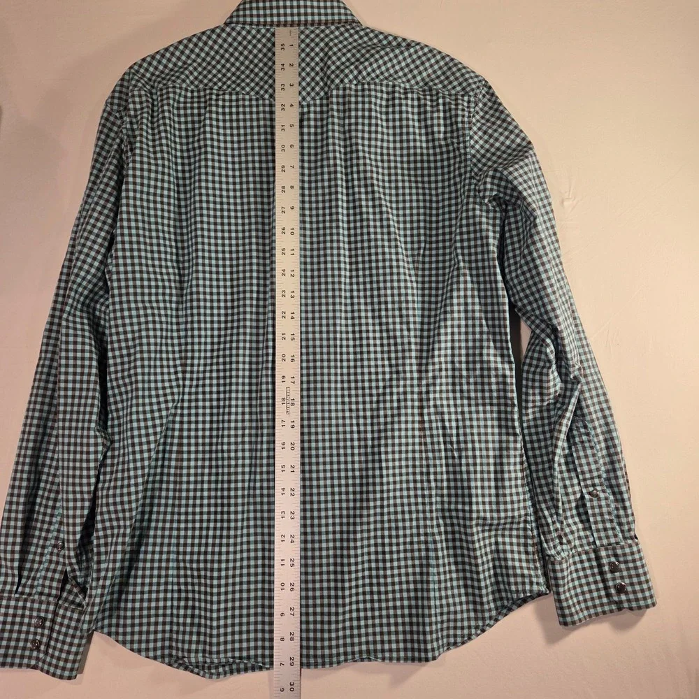 Banana Republic Men's Slim Fit Long Sleeve‎ Button Up Shirt Size L Gingham Blue